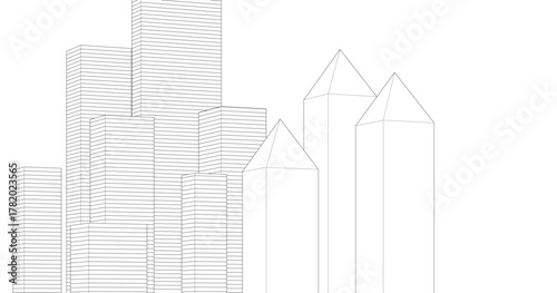 modern city urban concept 3d illustration