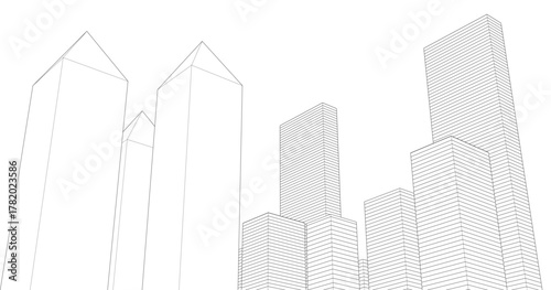 modern city urban concept 3d illustration