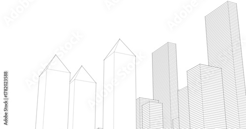 modern city urban concept 3d illustration