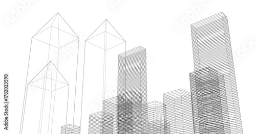 modern city urban concept 3d illustration