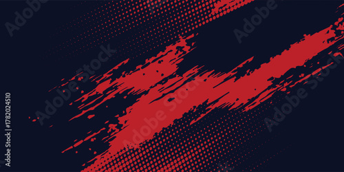 Black and red abstract grunge background with halftone style modern arts sport background abstract