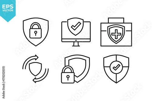 Set of line icons Insurance. Outline icons collection stock illustration
