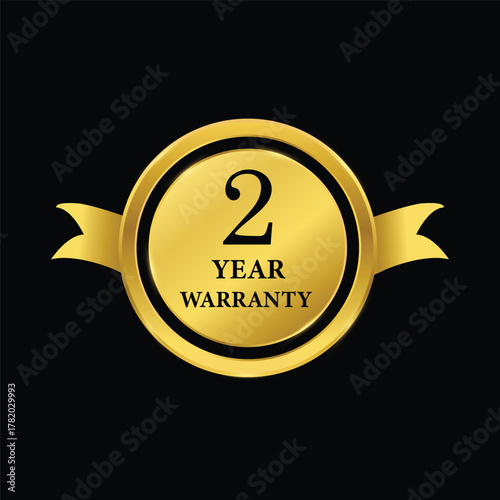 2 year warranty golden vector design