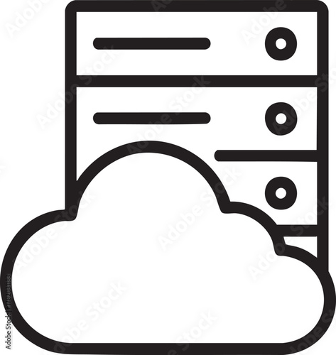 Cloud computing infrastructure with server racks and data storage systems