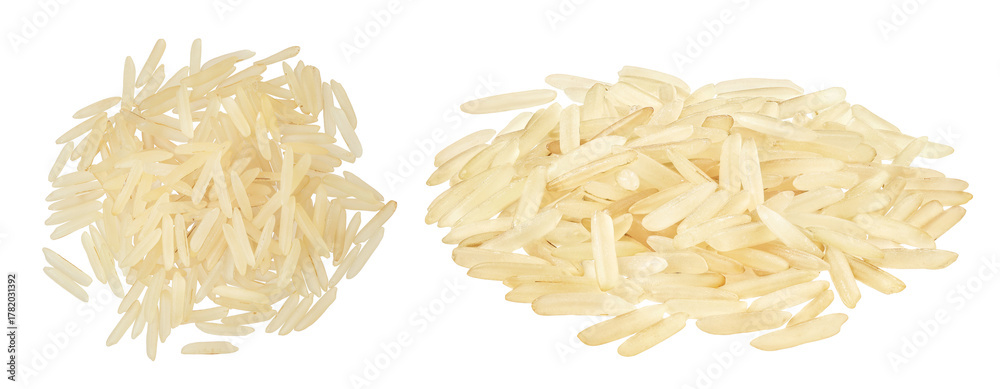 Obraz premium rice basmati isolated on white background. Top view. Flat lay