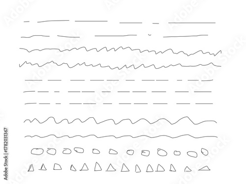 Grunge pen and marker brush collection. Hand-drawn, rough, and wavy stroke elements in vector format — ideal for sketches, backgrounds, and textured art projects.