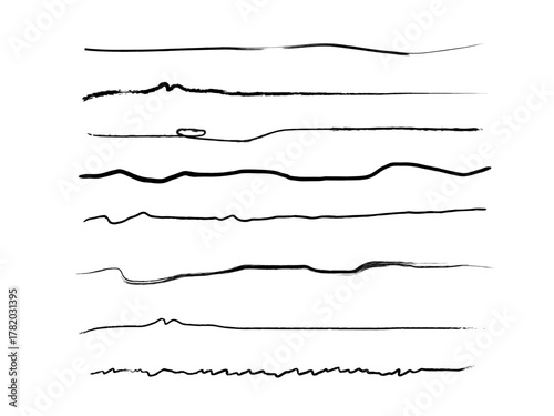 Grunge pen and marker brush collection. Hand-drawn, rough, and wavy stroke elements in vector format — ideal for sketches, backgrounds, and textured art projects.