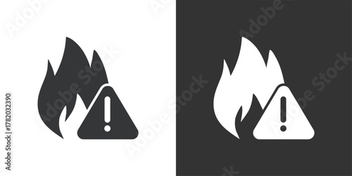Flammable Warning icon. Solid glyph series icon