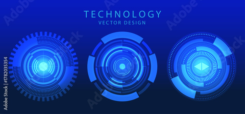 Digital abstract technology blue background. Vector design. 