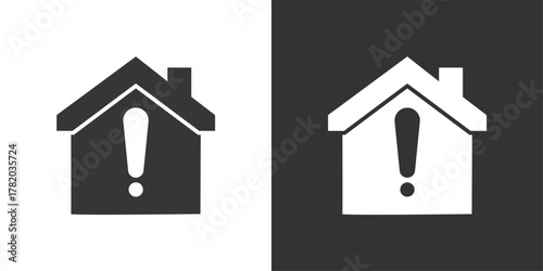 House Warning icon. Solid glyph series icon