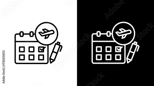 Itinerary White Icon Set Design