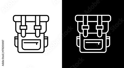 Backpack White Icon Set Design