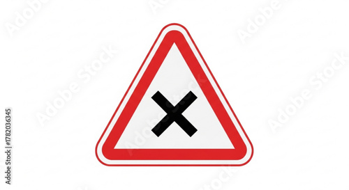 Crossroad ahead warning sign, indicating an upcoming intersection with potential hazards and traffic conflicts