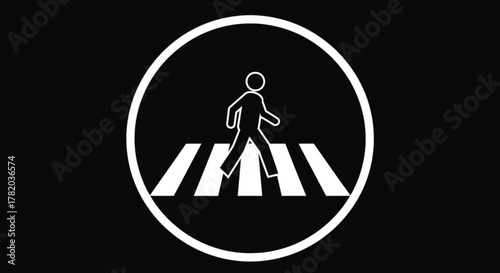 Pedestrian crossing sign with a person walking across the street isolated on, ensuring safety and awareness for pedestrians