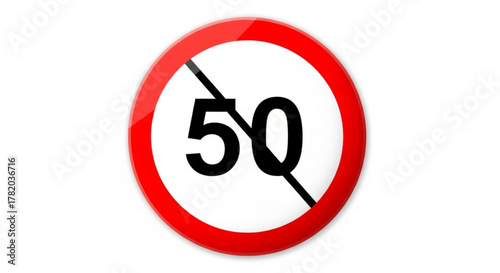 No speed limit sign with number 50 red and white road sign indicating the end of speed restriction zone