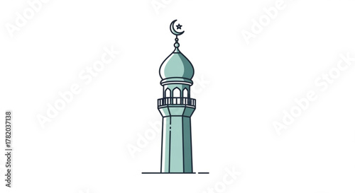 a minaret stands tall, adorned with a crescent moon, symbolizing islamic faith and architectural beauty
