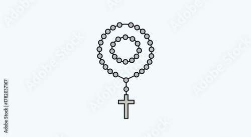 A simple rosary with cross, a symbol of faith, prayer, and spirituality in the christian religion