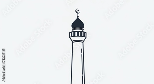 A minimalist mosque minaret, a symbol of islamic architecture, faith, and cultural heritage