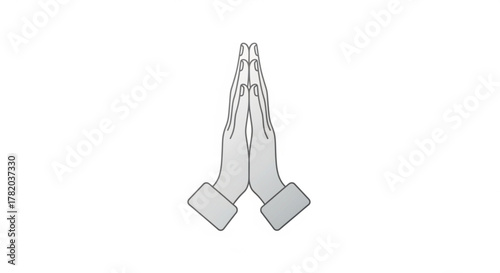 Illustration of praying hands, conveying reverence, supplication, and a connection to the divine in a minimalist style