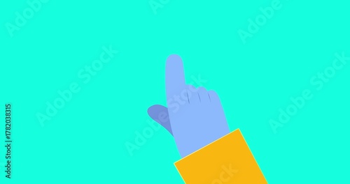 Blue single palm gesture finger scroll down loop isolated. Cartoon animated businessman moving character for finger scroll gsm phone transparent. Business explainer flat design people serie movie.