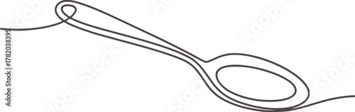 Elegant spoon utensil continuous line drawing vector