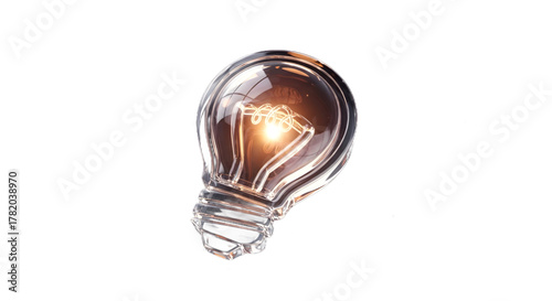 Light bulb with glowing filament on white background  