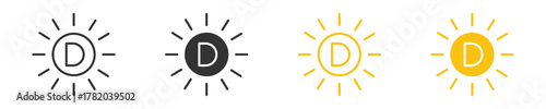 Vitamin D icon set , symbolizes Health, Vitality, and Sunshine Nutrition , vector illustration . 