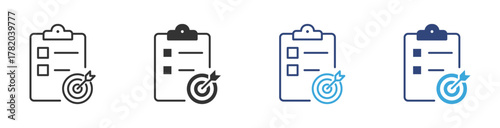 Accomplished goals and objectives icon set, represents Achievement, Success, Completed Targets, or Milestone Attainment , vector illustration . 