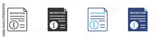 Instruction icon set, represents Guidelines, User Manual, How-to Information, or Operational Directions , vector illustration .