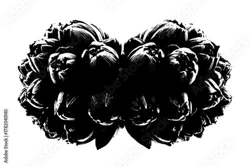 Elegant Black White Bouquet Tulips Detailed Texture | Clean, isolated vector art for creative projects.