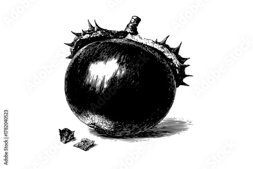 Enigma Nature: Closer Look Horse Chestnut Seed | Clean, isolated vector art for creative projects.