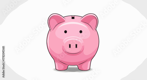 A vibrant and charming pink piggy bank, rendered in a clean vector illustration style against a stark white background, symbolizing savings, financial growth, and the simple act of accumulating