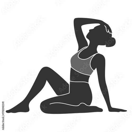 Graceful Female Silhouette in Yoga or Stretching Pose