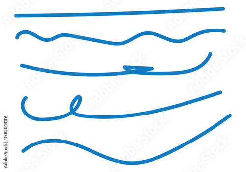 Trazo ondulado azul de pincel o boli 