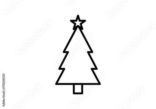 Icono negro de árbol de navidad en fondo blanco