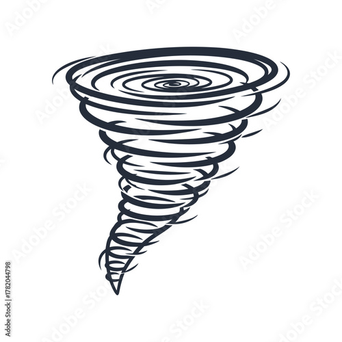 Dynamic Whirlwind Sketch: Stylized Tornado Illustration on White for Weather and Natural Disaster Concepts