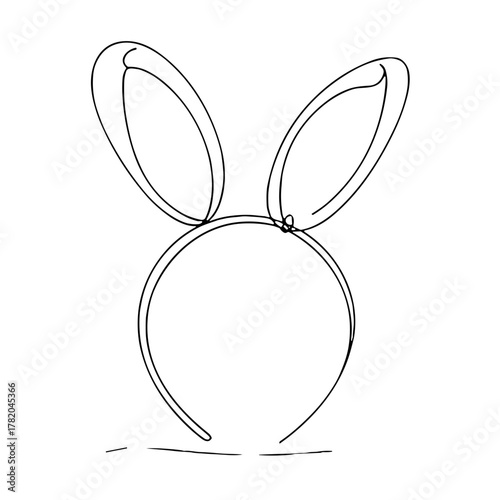 Headband with bunny ears Headwear, children's headbands, costume accessories outline / minimal linear vector