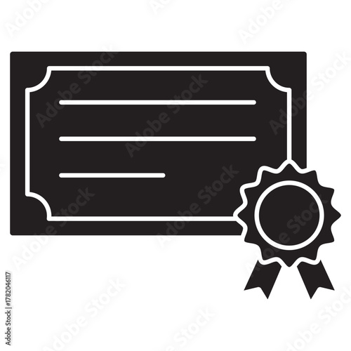 Certificate with Ribbon icon, Certificate of Achievement, Official Recognition Certificate, Excellence Award Certificate, Professional Qualification Certificate, vector