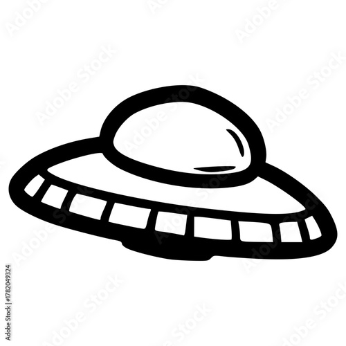 doodle UFO illustration hand drawn outline vector