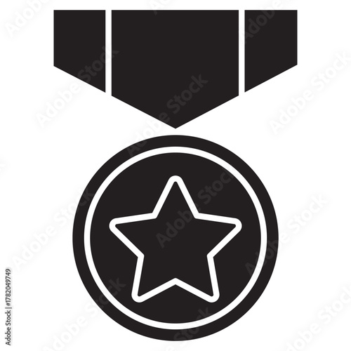 Medal with Star Icon, Star Achievement Medal, Excellence Award Medal, Champion Star Badge, Honor Recognition Medal, vector
