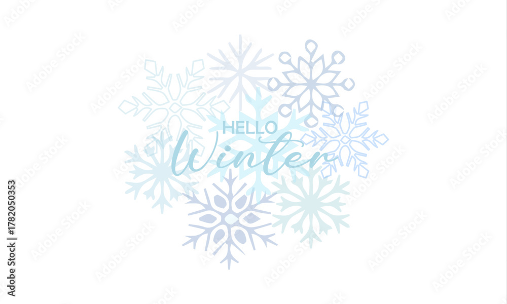 Fototapeta premium Hello Winter. Christmas Lettering. Merry Christmas Quote. Vector Illustration