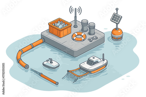 Automated boats and monitoring buoy in a smart water management system setup