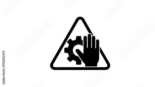 Hand and Gear Caution Sign Preventing Injury and Promoting Workplace Safety Measures