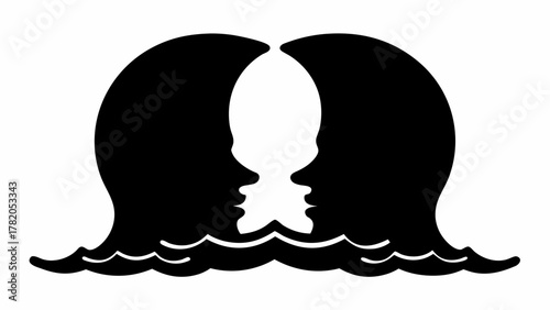 Silhouette faces in elegant design, symbolizing connection, relationship, and interpersonal harmony