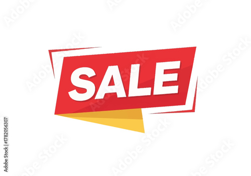 Red Sale Banner with White Text for Promotions and Discounts.