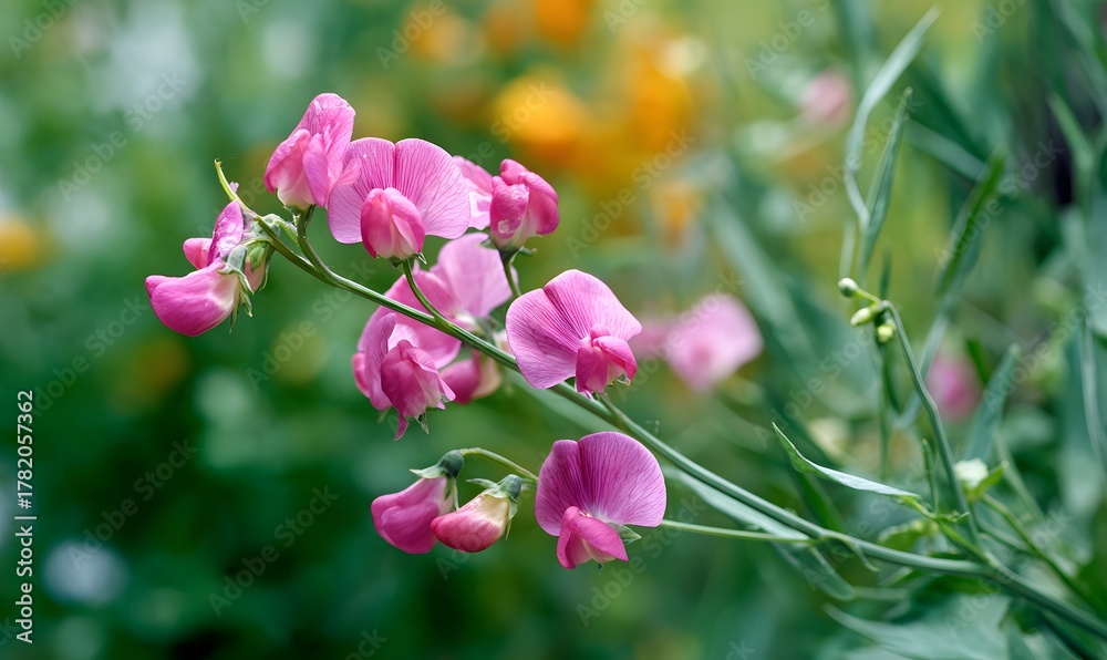 Obraz premium a pea plant with pink flowers
