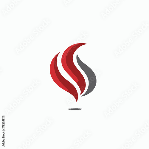 Free Download Stylized abstract flame or torch icon with dynamic red and grey flowing curves, modern graphic design element for energy. - GFXLoad
