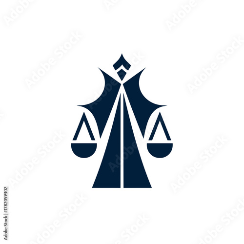 Abstract Scales of Justice Symbol with Judicial Robe for Law, Legal, and Balance Concepts