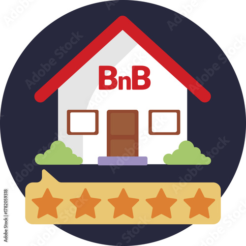 Icon indicating a place to stay overnight with breakfast included, marked as ‘BnB.