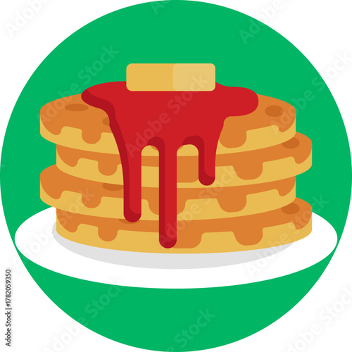 A stack of pancakes served with syrup and butter, representing a classic B&B breakfast.